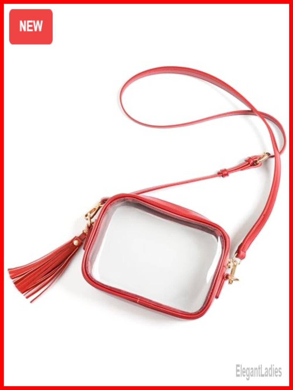 Clear Crossbody Bag Stadium Approved PVC Transparent Purse Adjustable Strap